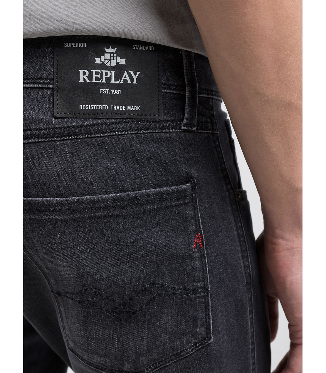 スリムフィットANBASSブラックパワーストレッチデニム 詳細画像 ダークグレー 4